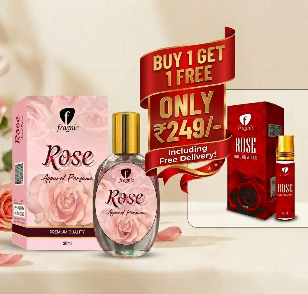 Buy 1 Get 1 Free Combo Pack | Fragnic Rose Perfume 30ml with Free 10ml Roll on Attar