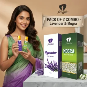 Pack of 2 Fragnic Lavender and Mogra Roll on Attar 10ml | Long Lasting | Alcohol-Free