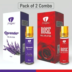 Pack of 2 Fragnic Lavender and Rose Roll on Attar 10ml | Long Lasting | Alcohol-Free